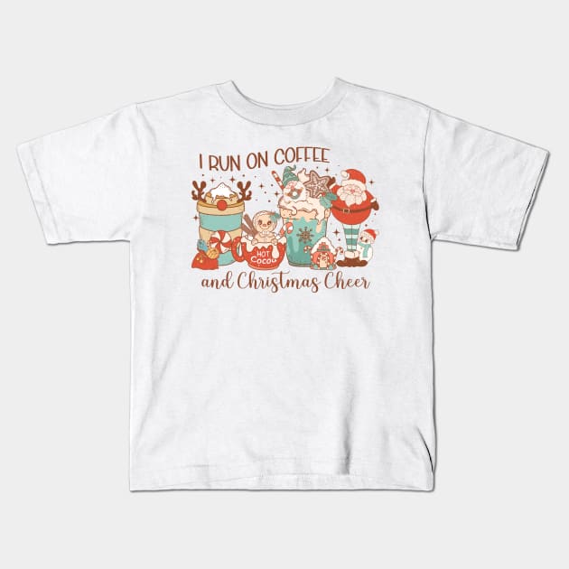 I RUN ON COFFEE AND CHRISTMAS CHEER Kids T-Shirt by MZeeDesigns